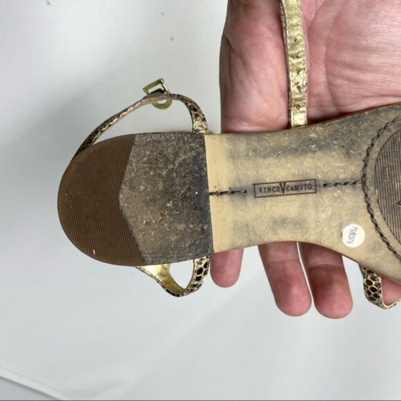 Vince Camuto VC-AMI Sandals in 7.5 snakeskin gold amber rhinestones - Picture 6 of 13